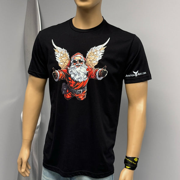 Santa Claus Gets his Wings Christmas Aviator Pilot T-Shirt