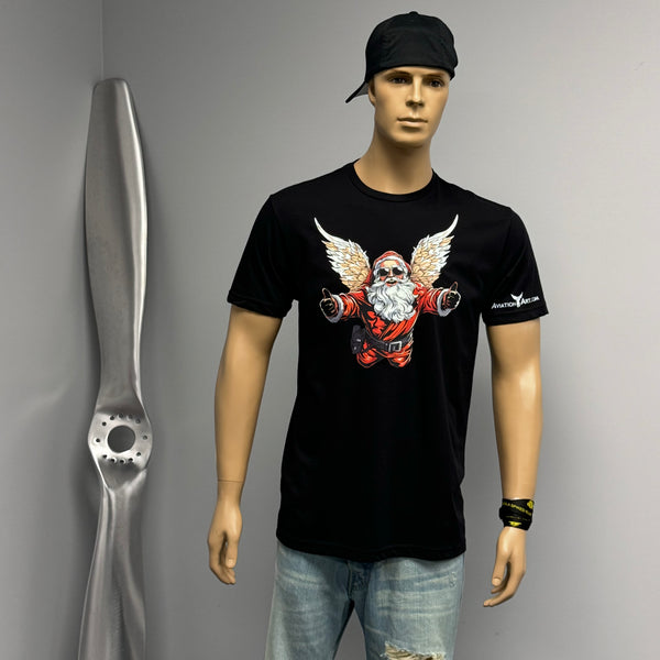 Santa Claus Gets his Wings Christmas Aviator Pilot T-Shirt