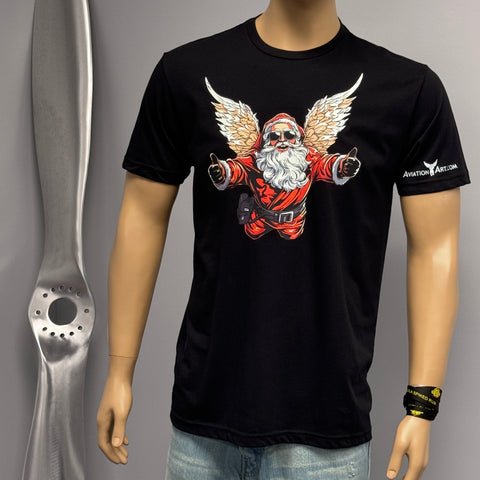 Santa Claus Gets his Wings Christmas Aviator Pilot T-Shirt