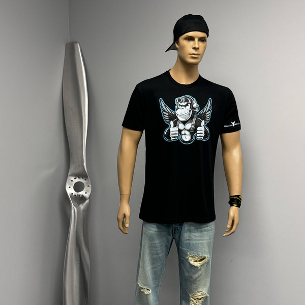 Flying Monkey Thumbs Up (Blue) Aviator Pilot T-Shirt