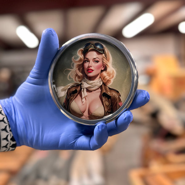 Wartime Spirits 4-1/4" Pinup Girls Squadron WWII Metal Drink Coaster Collection