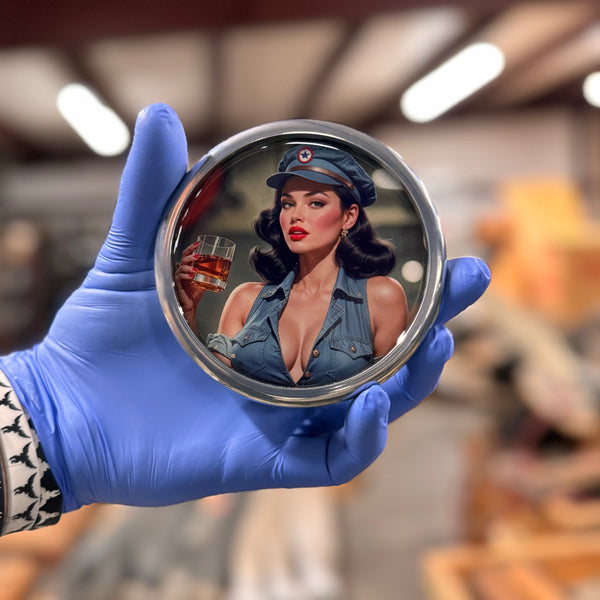 Wartime Spirits 4-1/4" Pinup Girls Squadron WWII Metal Drink Coaster Collection