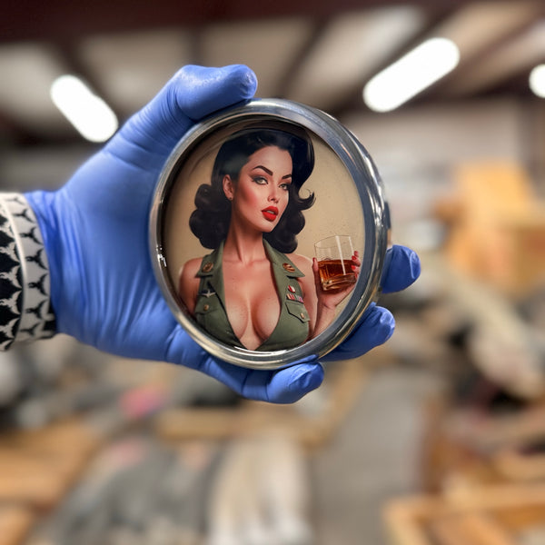 Wartime Spirits 4-1/4" Pinup Girls Squadron WWII Metal Drink Coaster Collection