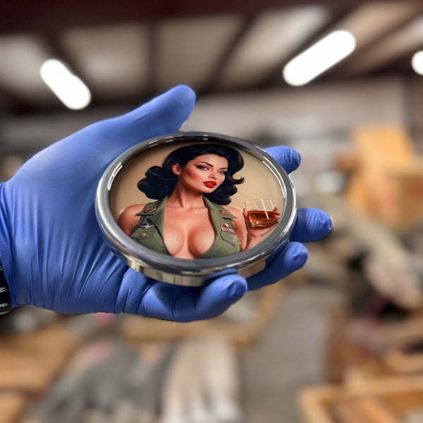 Wartime Spirits 4-1/4" Pinup Girls Squadron WWII Metal Drink Coaster Collection