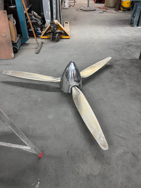 3-Bladed McCauley Mirror High Polished Airplane Propeller Wall Sculpture with Spinner
