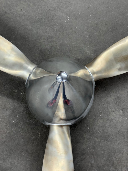 3-Bladed McCauley Mirror High Polished Airplane Propeller Wall Sculpture with Spinner