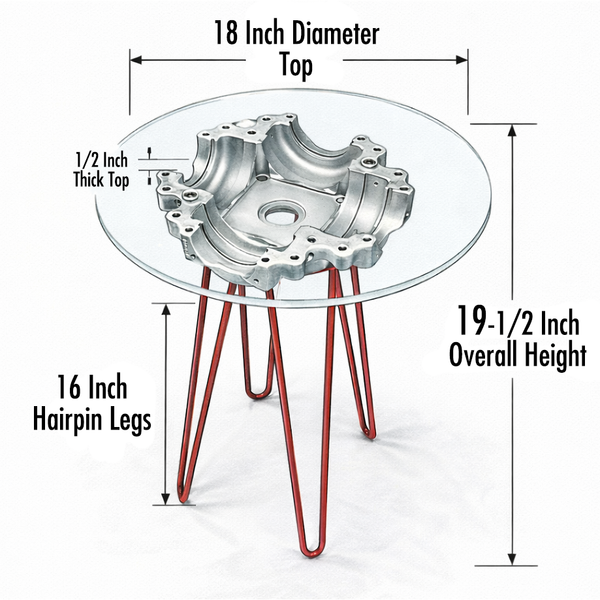 Midcentury Modern MCM Pilatus PC12 Airplane Art Hub Hairpin Legs 18" Side Table