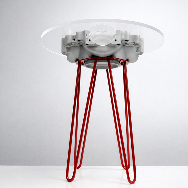 Midcentury Modern MCM Pilatus PC12 Airplane Art Hub Hairpin Legs 18" Side Table