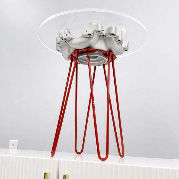 Midcentury Modern MCM Pilatus PC12 Airplane Art Hub Hairpin Legs 18" Side Table