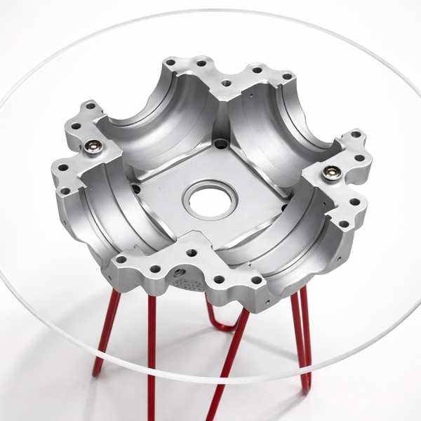 Midcentury Modern MCM Pilatus PC12 Airplane Art Hub Hairpin Legs 18" Side Table