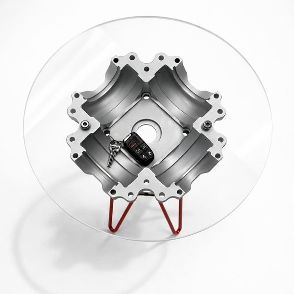 Midcentury Modern MCM Pilatus PC12 Airplane Art Hub Hairpin Legs 18" Side Table