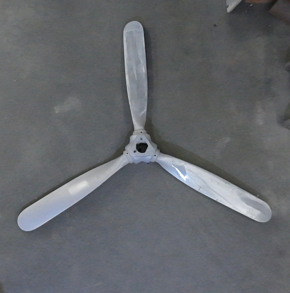3-Bladed McCauley 92" Brushed Aluminum Airplane Propeller Wall Display with Cylinder