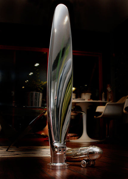 the Piggy High Polished Airplane Propeller Blade Display Sculpture