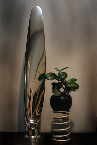 the Piggy High Polished Airplane Propeller Blade Display Sculpture