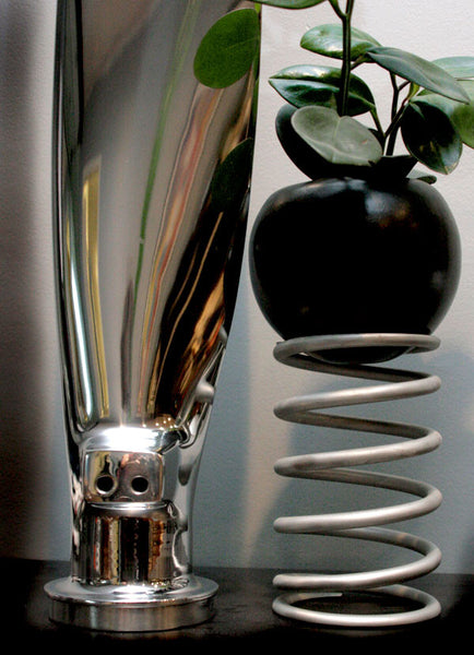 the Piggy High Polished Airplane Propeller Blade Display Sculpture