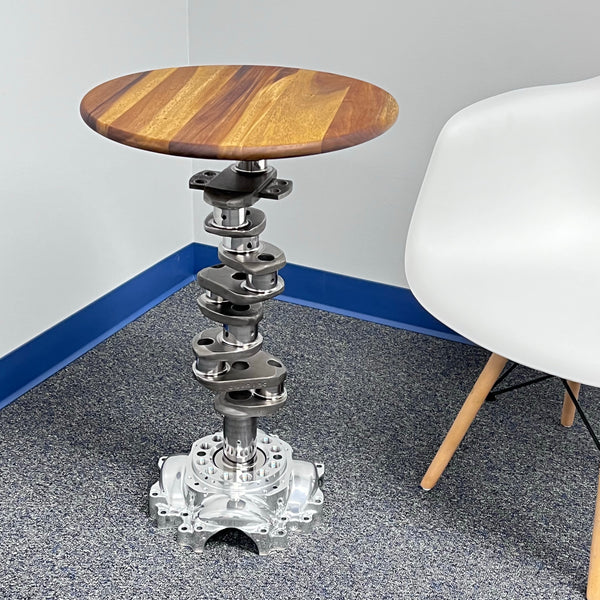Continental IO-470 Airplane Engine Crankshaft Martini Side Table + Pilatus PC12 Base