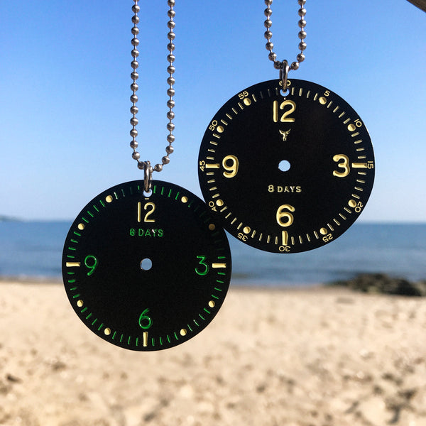 2018 P-51 Mustang WWII Warbird Airplane 8-Day Clock Cockpit Panel US Army Dog Chain Necklace