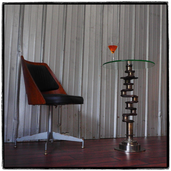 Airplane engine Aviation Art Crankshaft Industrial Martini Glass Side Table