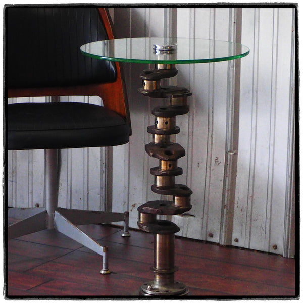 Airplane engine Aviation Art Crankshaft Industrial Martini Glass Side Table