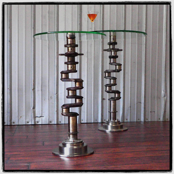 Airplane engine Aviation Art Crankshaft Industrial Martini Glass Side Table