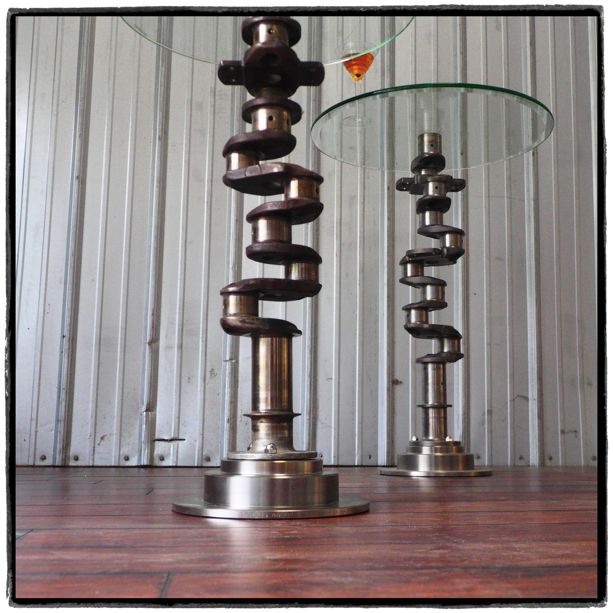 Jet Engine Glass Table Airplane engine Crankshaft Martini Glass Side Table | Aviation Art ...