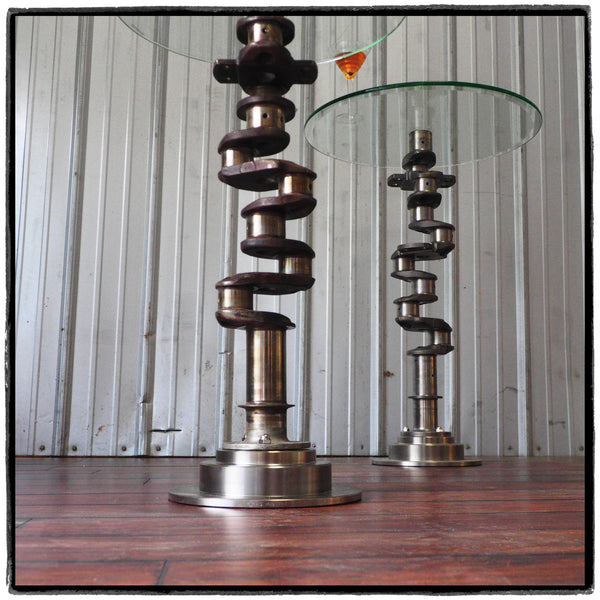 Airplane engine Aviation Art Crankshaft Industrial Martini Glass Side Table