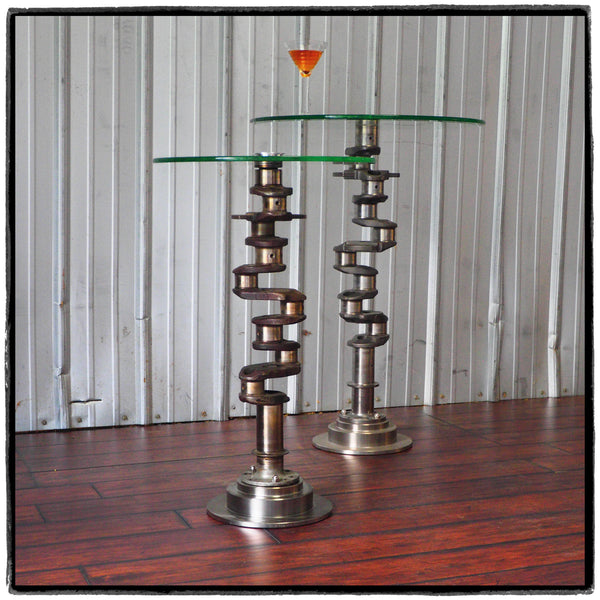 Airplane engine Aviation Art Crankshaft Industrial Martini Glass Side Table