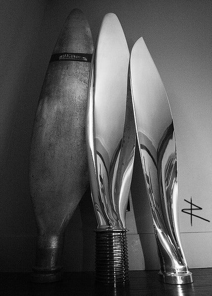 the Bayonet Mirror Polished Airplane Propeller Sculpture Blade