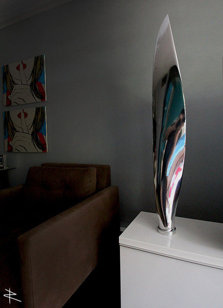 the Bayonet Mirror Polished Airplane Propeller Sculpture Blade