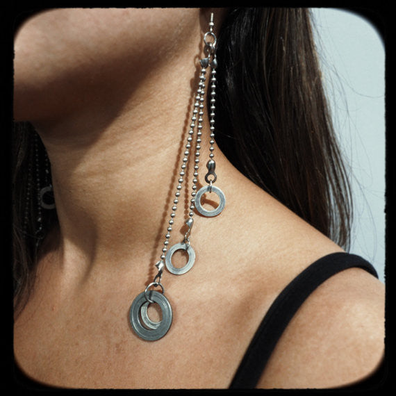 Bombshell Dangle Industrial Modern Earrings