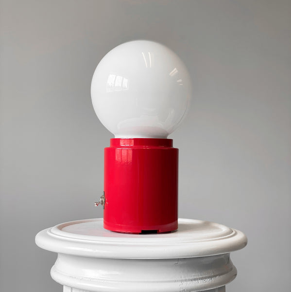 CylindAIR Switch Red Aviation Art Deco Glass Globe Accent Side Table Lamp