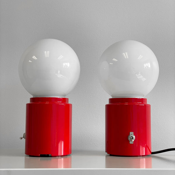 CylindAIR Switch Red Aviation Art Deco Glass Globe Accent Side Table Lamp