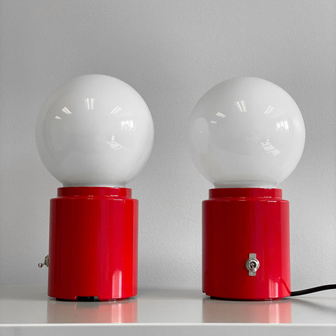 CylindAIR Switch Red Aviation Art Deco Glass Globe Accent Side Table Lamp
