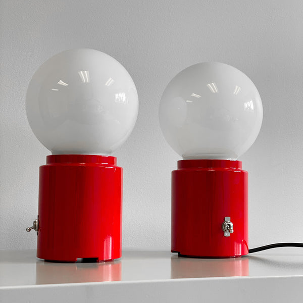 CylindAIR Switch Red Aviation Art Deco Glass Globe Accent Side Table Lamp