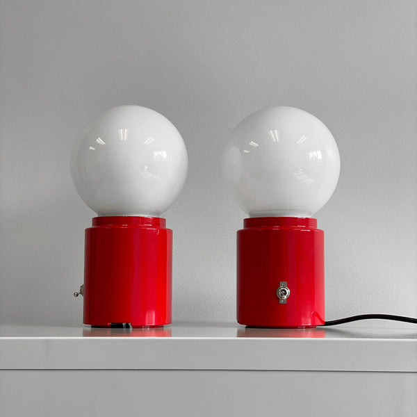 CylindAIR Switch Red Aviation Art Deco Glass Globe Accent Side Table Lamp