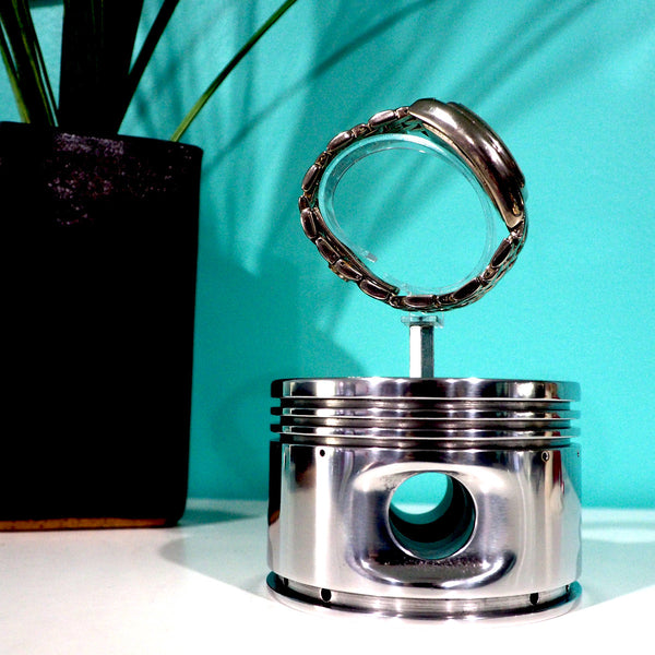 Continental Motors 0-200 C90 Airplane Engine Polished Chrome Piston Watch Display Stand