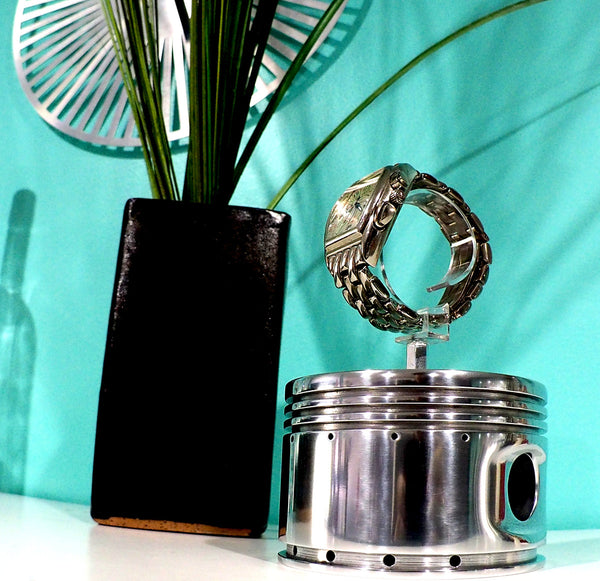 Continental Motors 0-200 C90 Airplane Engine Polished Chrome Piston Watch Display Stand