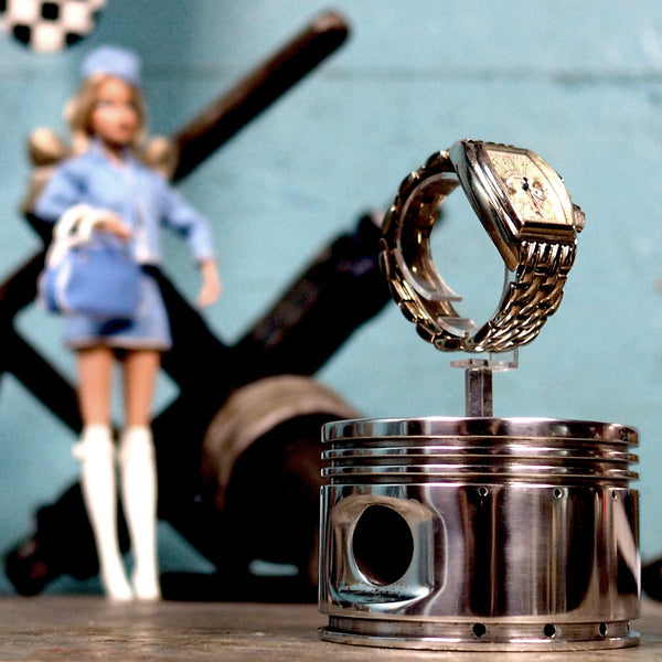 Continental Motors 0-200 C90 Airplane Engine Polished Chrome Piston Watch Display Stand