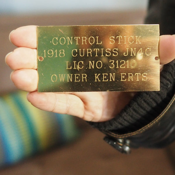 Curtiss Jenny Canuck Original 1918 WWI Wooden Airplane Control Stick