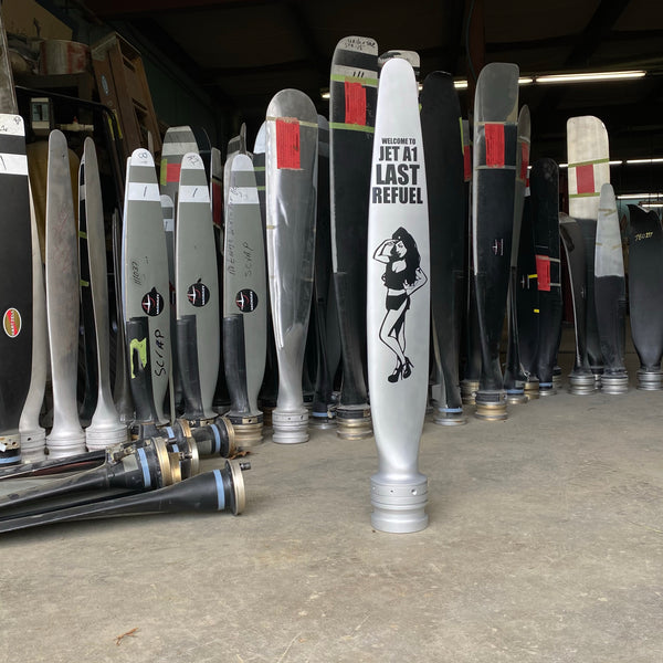 Welcome to the Man Cave Custom Pinup Girl Airplane Propeller Blade Sculpture