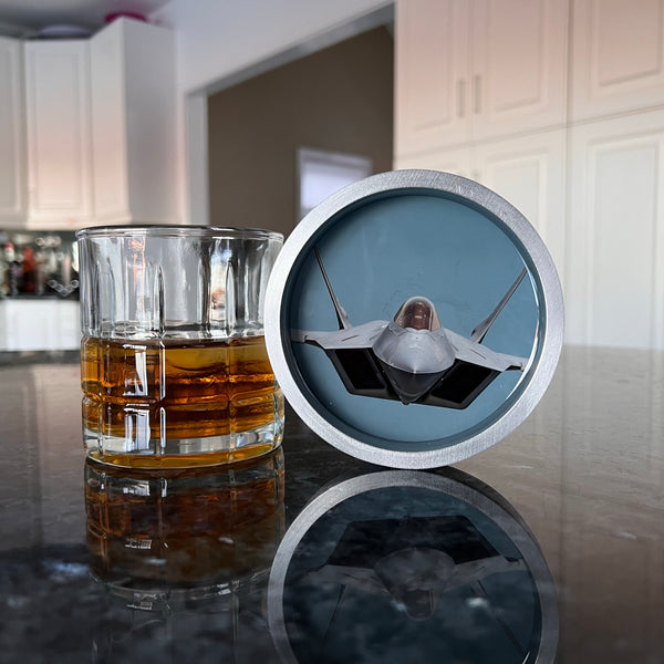 Fighter Jet Coaster Set featuring F35 F22 F18 F14 Aircrafts