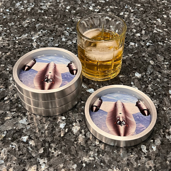 SR-71 Blackbird "Sierra Nevada Mountains" Airplane Jet Drinking Coaster