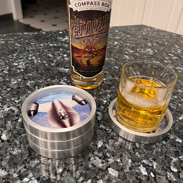 SR-71 Blackbird "Sierra Nevada Mountains" Airplane Jet Drinking Coaster