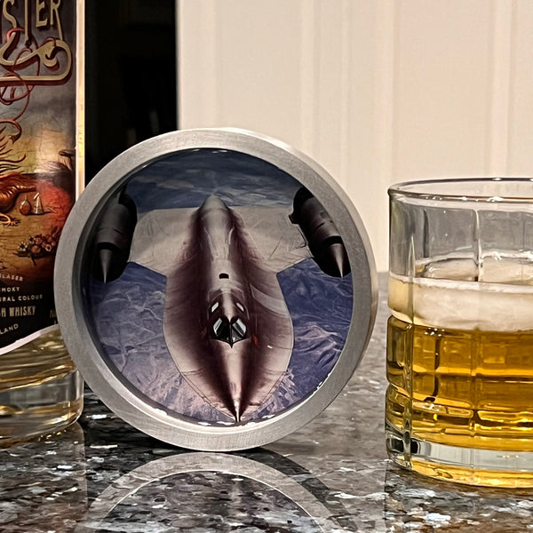 SR-71 Blackbird "Sierra Nevada Mountains" Airplane Jet Drinking Coaster