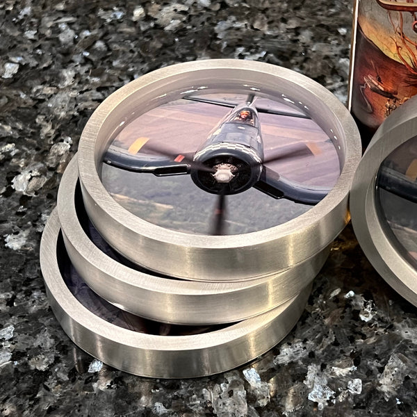 F4U Corsair WWII Warbird Marine Corps Airplane Drinking Coaster