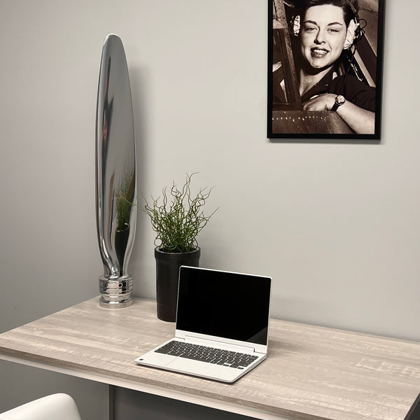 The Propsicle Modern Aviation Art CESSNA 402 Mirror Polished Chrome Airplane Propeller Blade Sculpture ( McCauley )