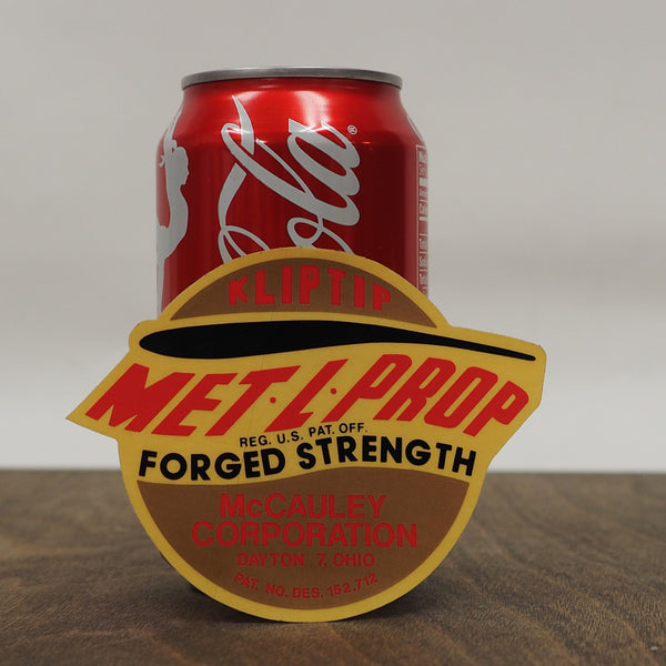 1950's McCauley Kliptip MET L PROP Metal Fix-Pitch Metal Propeller Decal Sticker