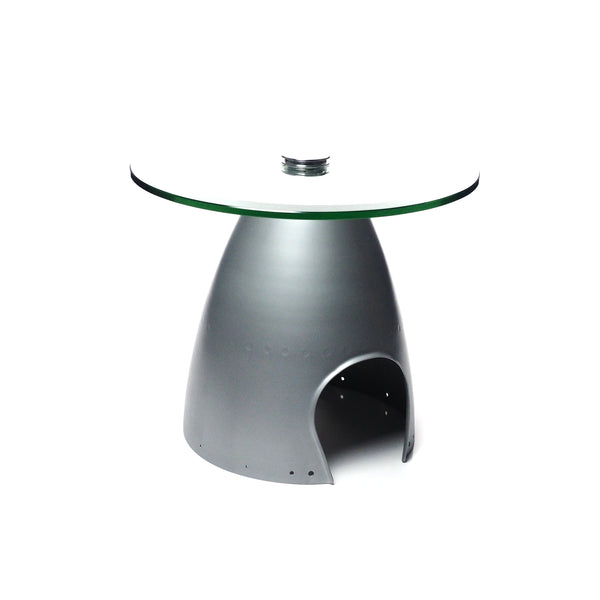 Space Age eames era Airplane Propeller Aviation Art Spinner Cone Coffee Side Cocktail Table (Silver)