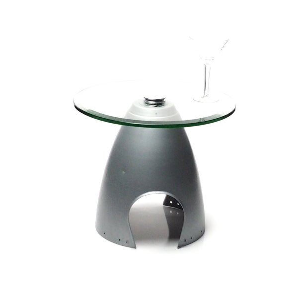 Space Age eames era Airplane Propeller Aviation Art Spinner Cone Coffee Side Cocktail Table (Silver)