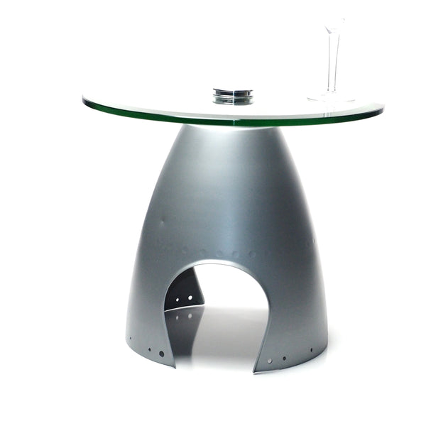 Space Age eames era Airplane Propeller Aviation Art Spinner Cone Coffee Side Cocktail Table (Silver)